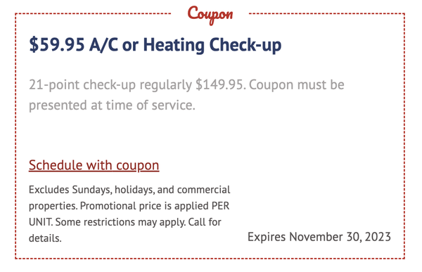 HVAC tune up offer